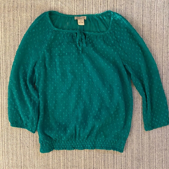 Peasant turquoise Blouse - Picture 2 of 4